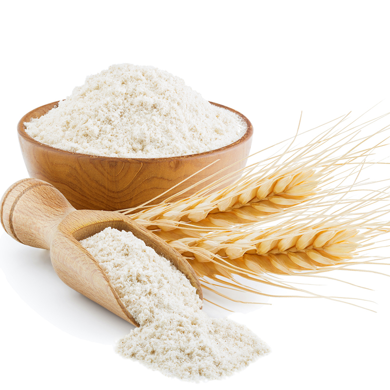 Whole grain wheat flour isolated on white background